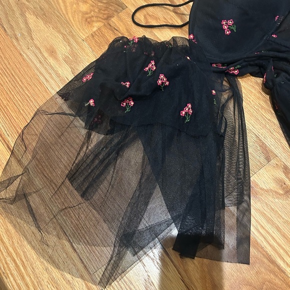 ASOS Floral Black Mesh Dress with Corset Details - Picture 9 of 12